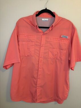 Columbia PFG Coral Fishing Shirt Men’s M Vented Short Sleeve